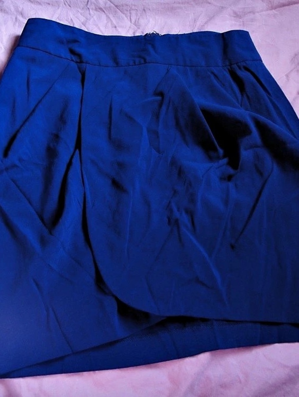 Blue Pleated Mini Skirt
